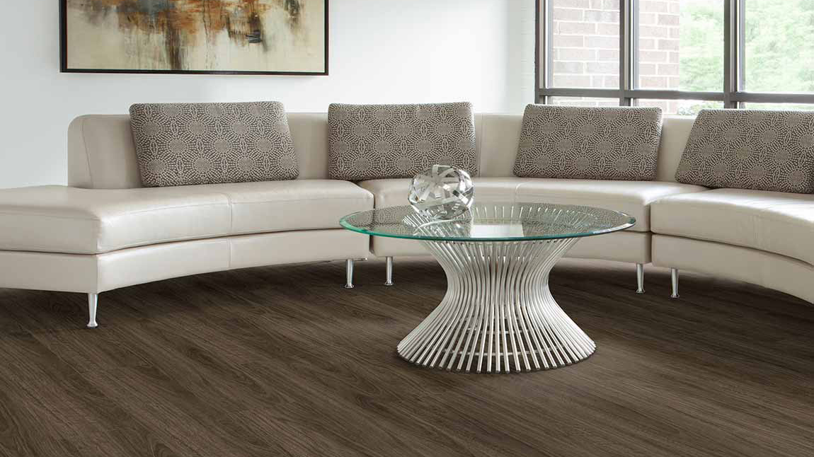 Luxury vinyl floors in a living room.